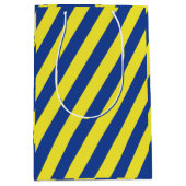 Donkerblauwe & Gele Strepen Medium Cadeauzakje (Voorkant)