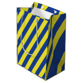Donkerblauwe & Gele Strepen Medium Cadeauzakje (Achterkant Gekanteld)