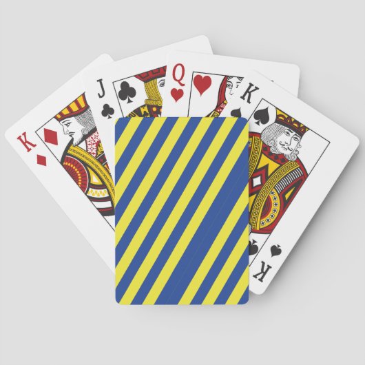 Donkerblauwe & gele strepen pokerkaarten (Achterkant)