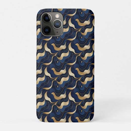 Donkerblauwe gemarmerde decoratieve iPhone / iPad Case-Mate iPhone Case (Achterkant)