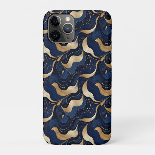 Donkerblauwe gemarmerde decoratieve iPhone / iPad Case-Mate iPhone Case (Achterkant)