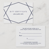 Donkerblauwe Geometrisch op het Witte Certificaat (Voorkant / Achterkant)