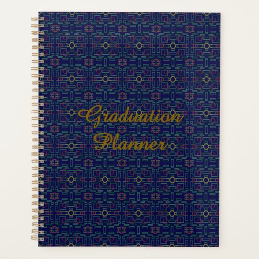 donkerblauwe geometrische Afstuderen planner (Voorkant)