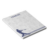 Donkerblauwe gepersonaliseerde baseball silhouette notitieblok (Schuin)