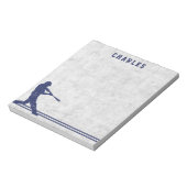 Donkerblauwe gepersonaliseerde baseball silhouette notitieblok (Linkerzijde)