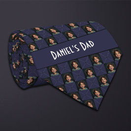 Donkerblauwe geruite foto stropdas