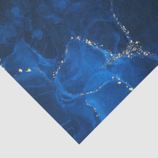 Donkerblauwe getextureerde achtergrond faux gouden tissuepapier (Detail)