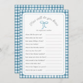 Donkerblauwe gingham Hoe goed ken je douchespel Kaart (Voorkant / Achterkant)