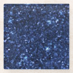 donkerblauwe glitter glazen onderzetter