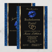 Donkerblauwe glitter Lips Bachelorette Party Kaart (Voorkant / Achterkant)