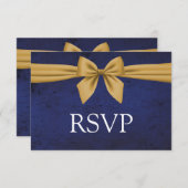 Donkerblauwe goudbaars RSVP kaartje (Voorkant / Achterkant)