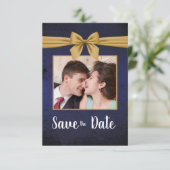 Donkerblauwe goudbaars save the date (Staand voorkant)