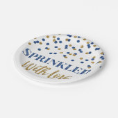 Donkerblauwe goudConfetti gerimpeld met liefde Papieren Bordje (Gekanteld)