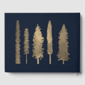Donkerblauwe & Gouden Bosbruiloft met Bomen Gastenboek (Achterkant)