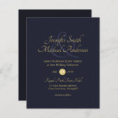 Donkerblauwe gouden bruiloft Ampersand Simple (Voorkant / Achterkant)