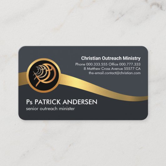 Donkerblauwe gouden golven pastoraal visitekaartje (Voorkant)