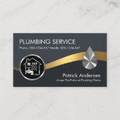 Donkerblauwe gouden kraangolven visitekaartje (Voorkant)