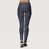 Donkerblauwe gouden sterren Leggings (Achterkant)