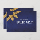 Donkerblauwe gouden strik Wil je mijn bloemenmeisj (Voorkant / Achterkant)