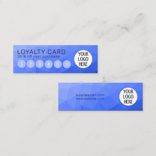 Donkerblauwe gradiënt geometrische mesh aangepaste klantenkaartje (Voorkant / Achterkant)