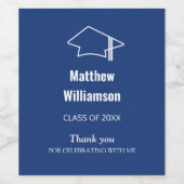 Donkerblauwe graduPartij Wijnfleslabels Wijn Etiket (Enkel label)