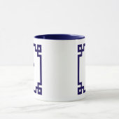 Donkerblauwe Griekse Sleutelrand Monogram Mok (Midden)