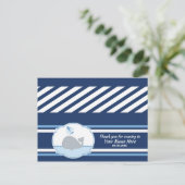 Donkerblauwe Grijze Walviszak Topper voor Douche Briefkaart (Staand voorkant)