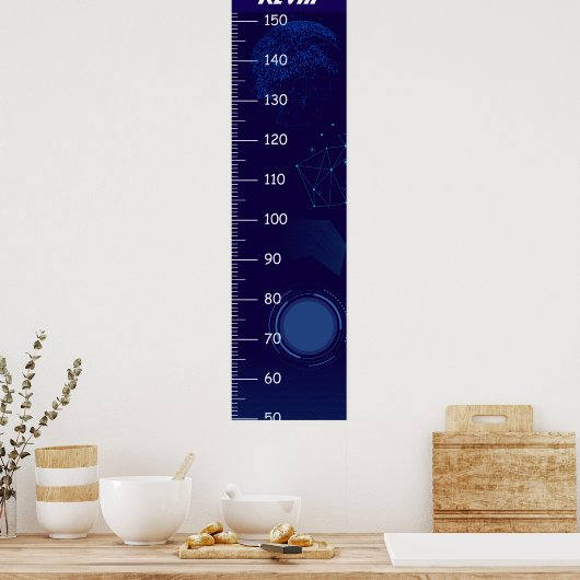 Donkerblauwe Groeimeter Poster (Keuken)