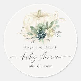 Donkerblauwe groene sappige pompoen baby shower ronde sticker