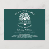 Donkerblauwe groene stamboom reünie Save the Date Aankondigingskaart (Voorkant)