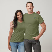 Donkerblauwe hardloper met gele driehoek t-shirt (Unisex)