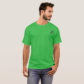 Donkerblauwe hardloper met gele driehoek t-shirt (Voorkant volledig)