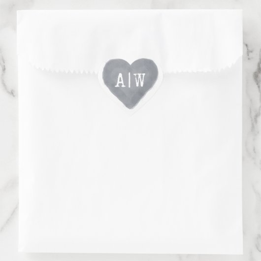 Donkerblauwe Hart Monogram Trouw Envelope Zegel (Tas)