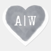 Donkerblauwe Hart Monogram Trouw Envelope Zegel (Voorkant)