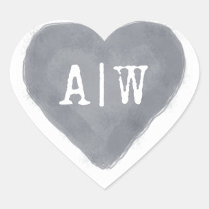 Donkerblauwe Hart Monogram Trouw Envelope Zegel