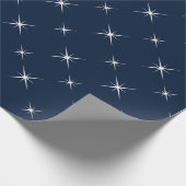 Donkerblauwe hemel en witte kerststerren cadeaupapier (Hoek)