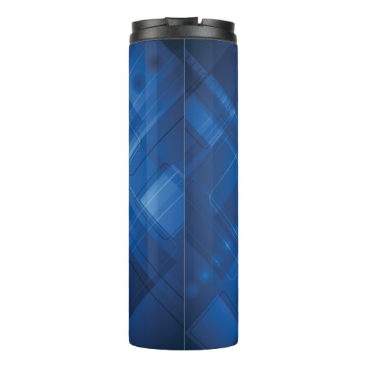 Donkerblauwe hi-tech achtergrond thermosbeker (Achterkant)
