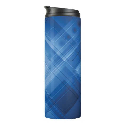 Donkerblauwe hi-tech achtergrond thermosbeker (Geroteerd rechts)