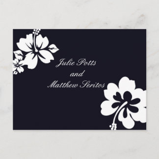 Donkerblauwe Hibiscus bruiloft uitnodiging Briefkaart