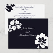 Donkerblauwe Hibiscus bruiloft uitnodiging Briefkaart (Voorkant / Achterkant)