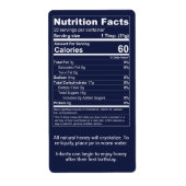 Donkerblauwe honingpot-voedingsfeiten etiket (Voorkant)