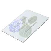 Donkerblauwe hydrangea met bladeren notitieblok (Schuin)