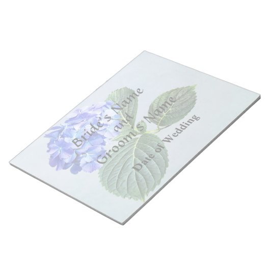 Donkerblauwe hydrangea met bladeren notitieblok (Schuin)