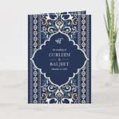 Donkerblauwe Ikat All in One Sikh Huwelijkskleding (Voorkant)
