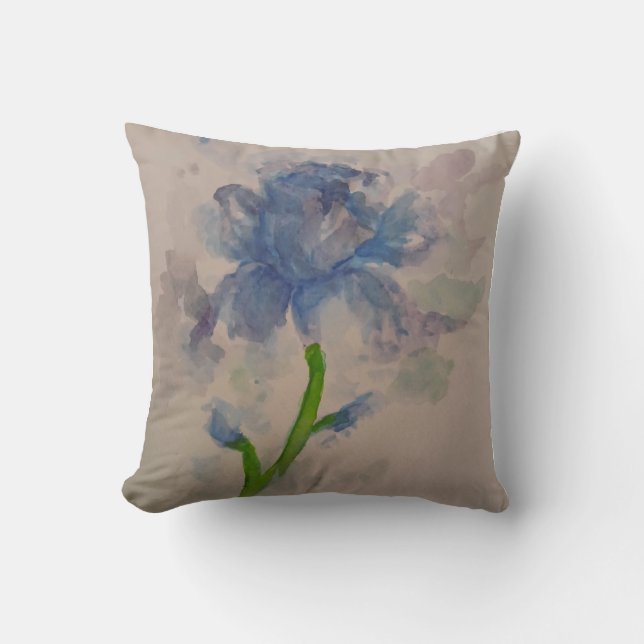 Donkerblauwe Iris Kussen (Voorkant)