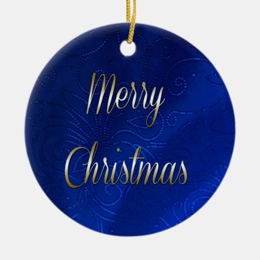 Donkerblauwe kerst keramisch ornament (Voorkant)
