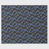 Donkerblauwe kerst William Morris Geïnspireerd Cadeaupapier (Vlak)
