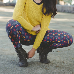 Donkerblauwe Kerstbomen Kerstpyjama Broek Leggings