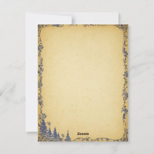 Donkerblauwe kerstboom en cadeau Kaart (Achterkant)