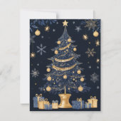 Donkerblauwe kerstboom en cadeau Kaart (Voorkant)